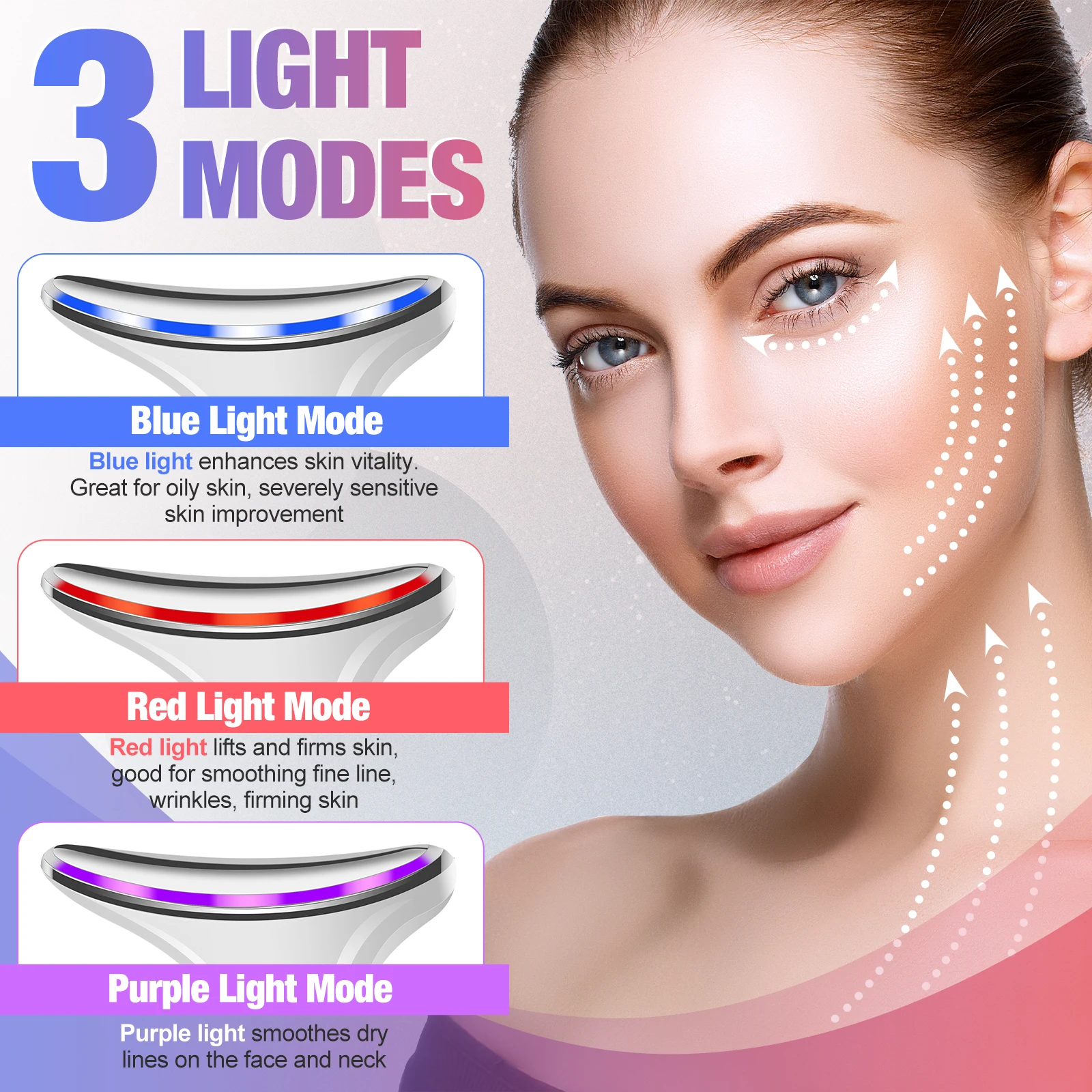EMS Micro-current Neck Face Beauty Device 7 Color Facial Massager for Enhanced Face Neck and Shoulder Care with Vibrating