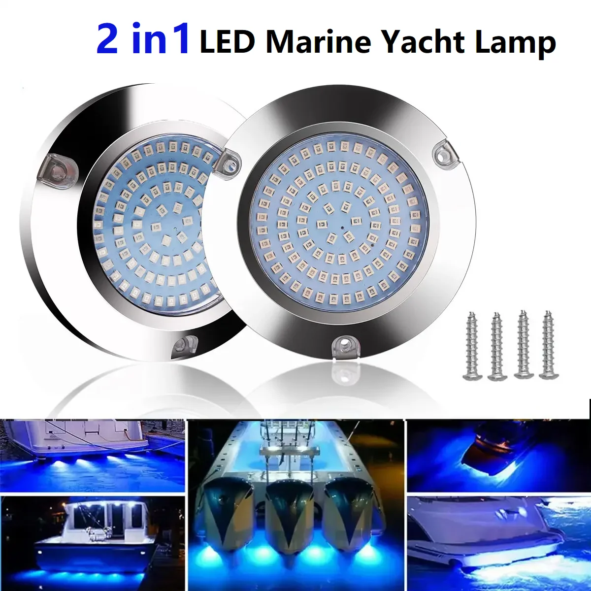 LED Marine Yacht Lamp 2pcs 120W DC12V 24V 316L Stainless Steel IP68 Anti-corrosion Boat Underwater Light Saltwater underwater light