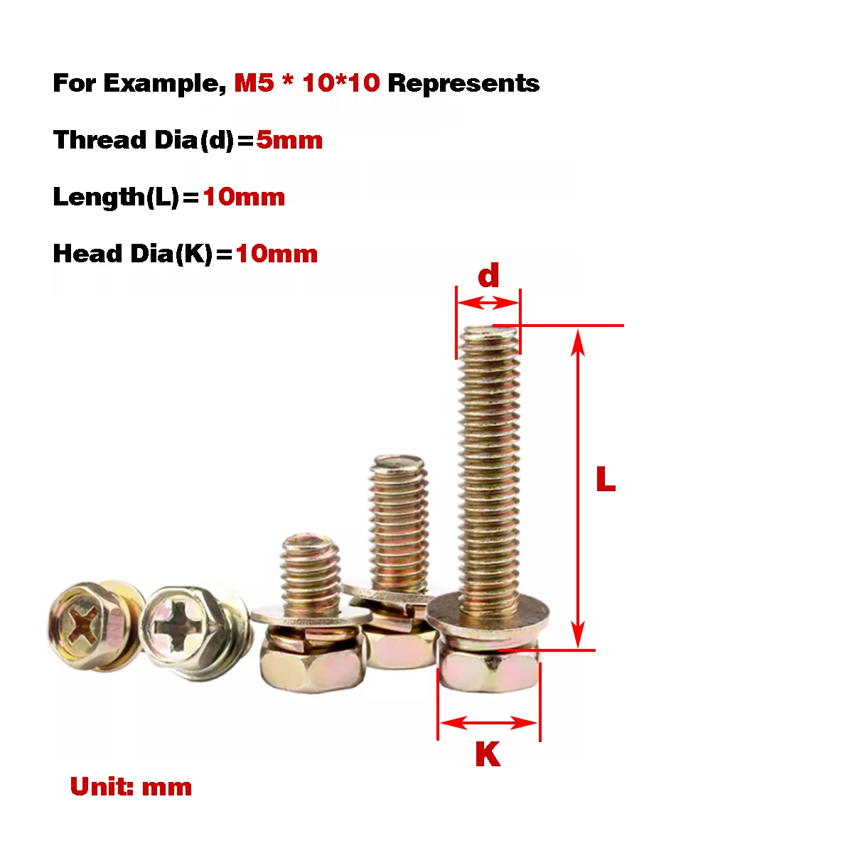 

Iron Galvanized Cross Groove External Hexagonal Triple Combination Screw