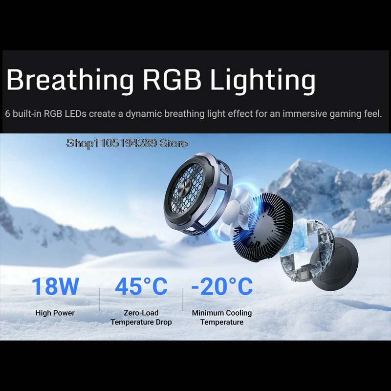 Redmagic Cryo 8 Air Magnetic Phone Cooler 65g Light 21mm Ultra Thin 30dB Low Noise -20°C Semiconductor Cooling_voghion.com