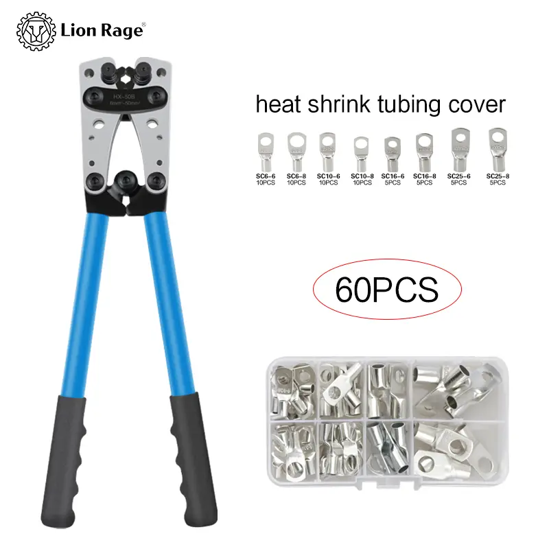 Portable Cable Manual Crimping Tool HX-50B Crimping Pliers 6-50mm²/ AWG 10-0 Ferrule Terminal Crimper Hexagonal Wiring Pliers image 1