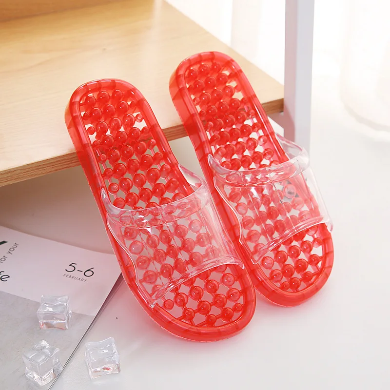 Unisex Couple Summer Breathable Massage Slippers Hollow Quick-Dry Bath Shower Lightweight Non-Slip Plastic Indoor Sandals 슬리퍼