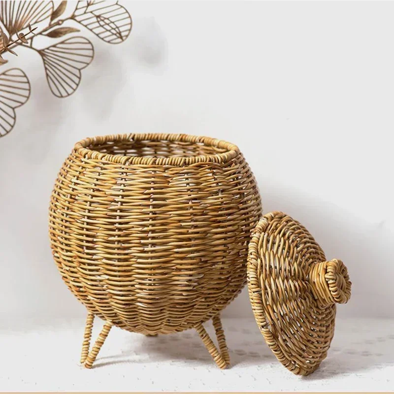 

Корзины из ротанга, тыква, Овальные, имитация растений, органайзер, коробки для хранения, плетеные вручную, разные, плетеные цветы для дома