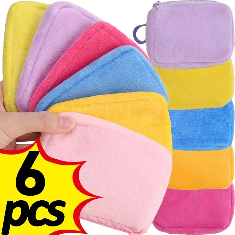 Coin Purse 6pcs Plush Women Mini Square Change Pouch Wallet Headphone Bag Key Holder Zero Wallet Box