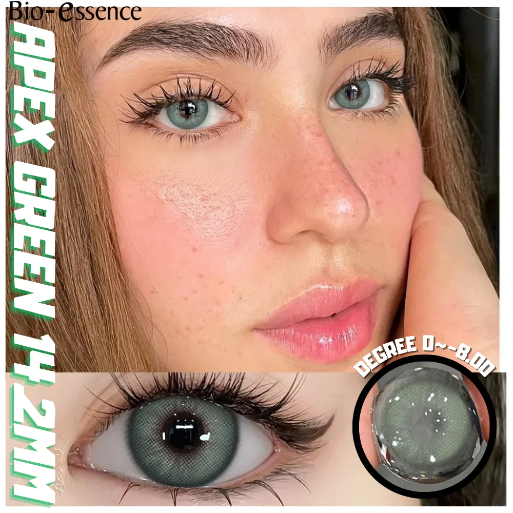 1 Pair Colorcon Colored Contact Lenses Degree Myopia Blue Eye Green Natural Eye