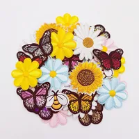 12Pcs Cute Embroidered Iron-On Patches – Daisy, Sunflower, Bee, Butterfly & Animal Appliques for Jeans, Hats, Bags & Clothing Repair