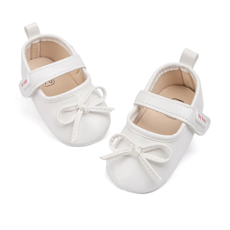 Infant Baby Girl Bow Mary Jane Shoes Retro Non-slip Soft Sole Walking Shoes Newborn Cute Princess Dress for Spring Fall