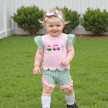 Cute Baby Girl Floral Print Ruffle Sleeve T-shirt and Shorts Set Summer Outfit with Elastic Waistband 2 Piece Toddler Clothes 3
