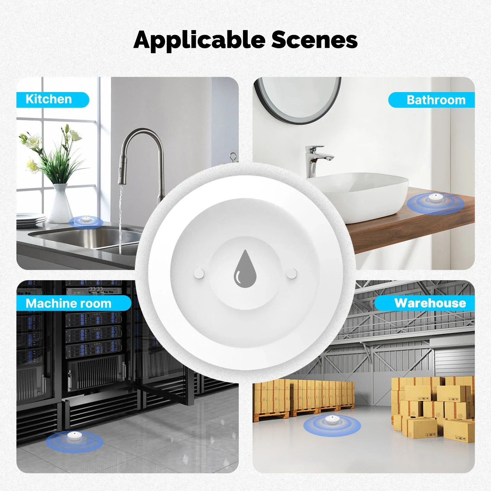 Tuya ZigBee 3.0 Smart Water Sensor Detector Flood Leakage Alarm APP Control Waterproof for Home Kitchen Bathroom Gateway Needed