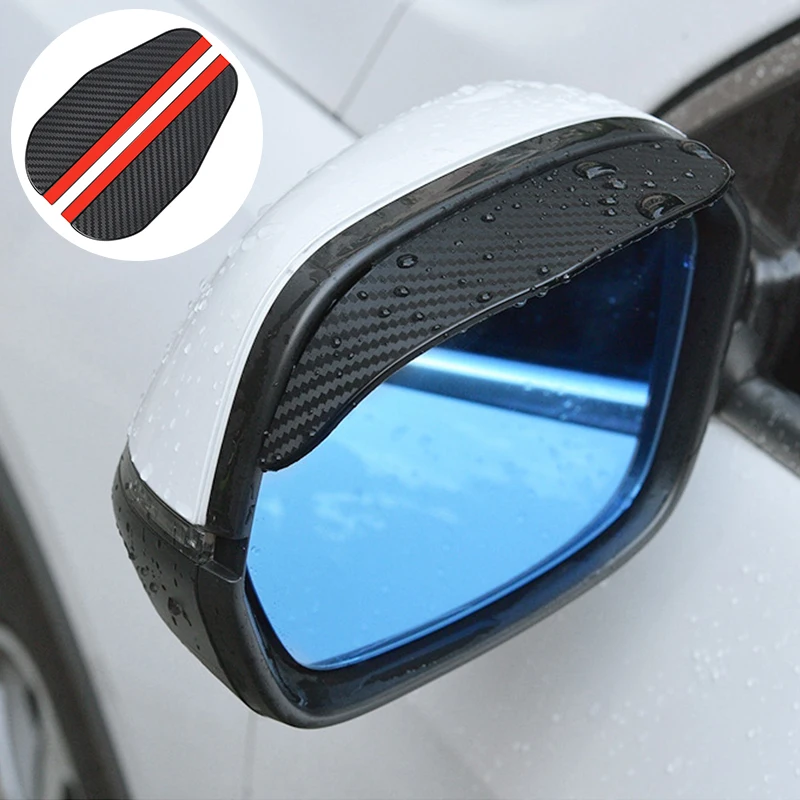 2PCS Car Rearview Mirror Carbon Fiber Rain Eyebrow Visor Car Rearview Side Snow Sun Visor Rain Cover Auto Mirror Accessories