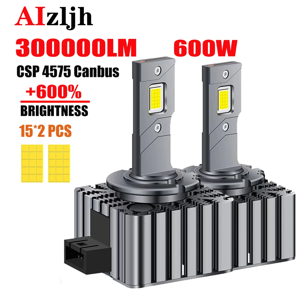 

AIZLJH D1S D2S D3S D4S 300000LM 600W 6000K Car LED Headlight Copper Tube High Bulb Lamps CSP 4575 Canbus Headlamps 12V Lights