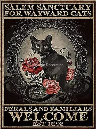 

Tin Sign Black Cat Poster Salem Sanctuary for Wayward Cats Poster Salem Witch Poster Salem Sanctuary Witch Cat Poster