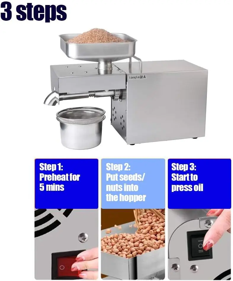 Kitchen Oil Press Machine Electric Automatic Oil Press Extractor Organic Oil Expeller Commercial Grade1500W - Image 4
