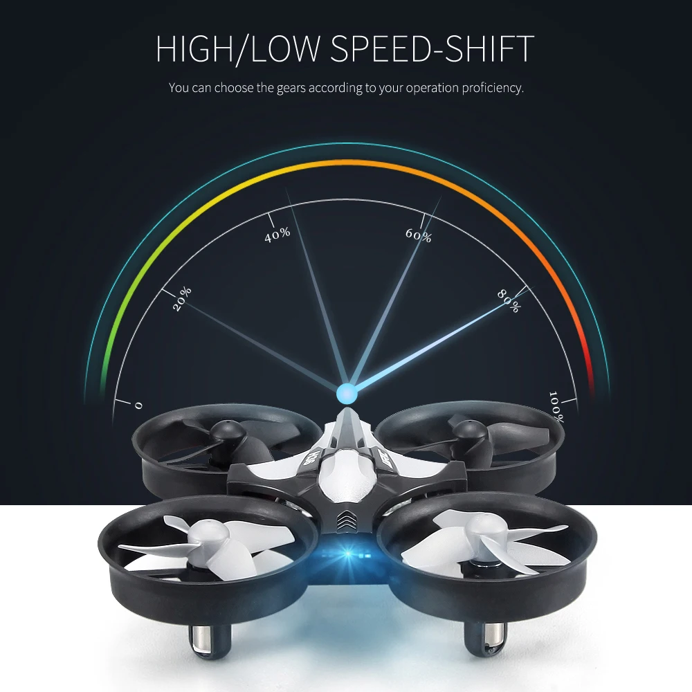 Vue de dessous du Mini Drone H36 Quadricoptère 2.4G gris montrant les moteurs, Achetez Mini Drone H36 Quadricoptère 2.4G pas cher - Livraison rapide France