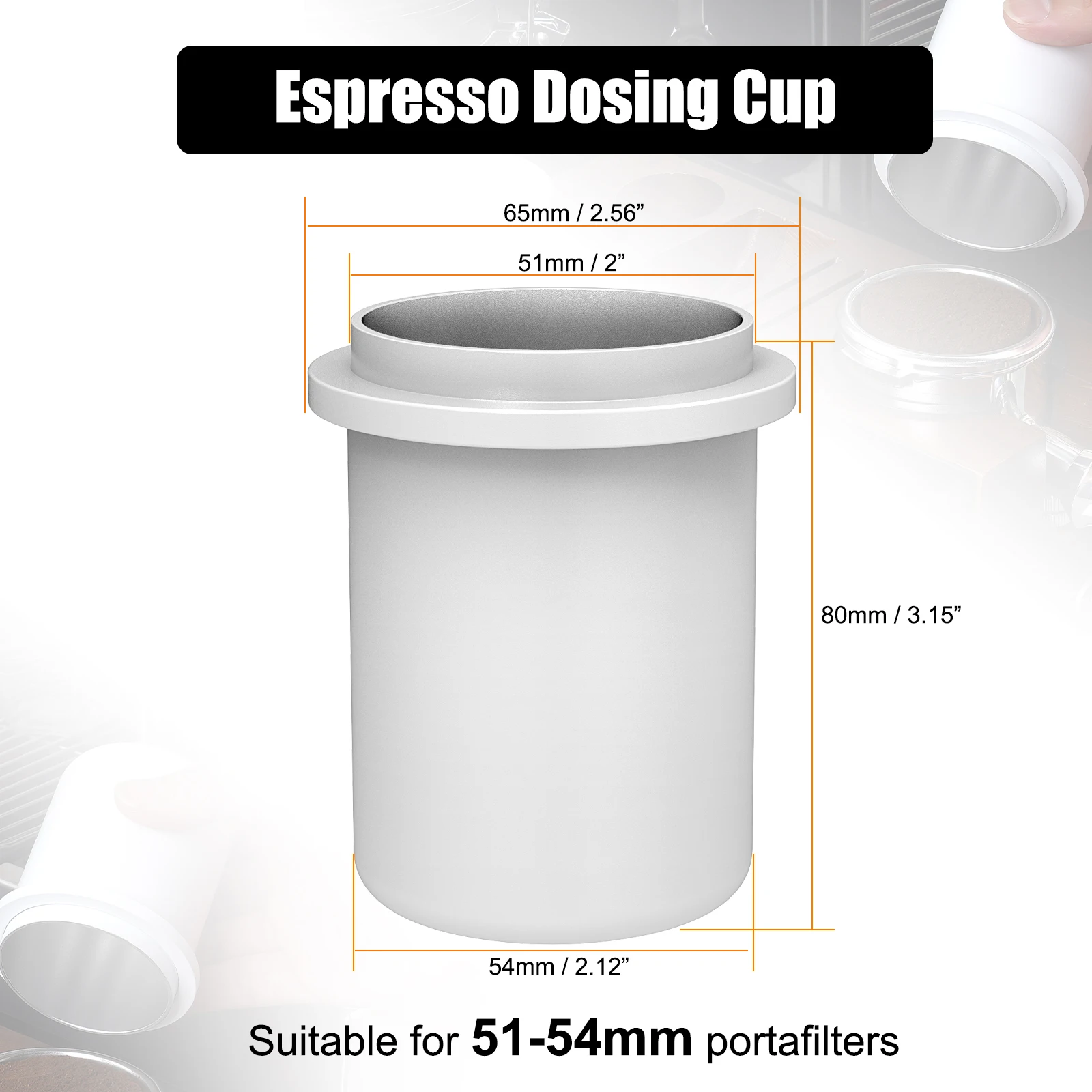 كوب جرعات إسبريسو ألومنيوم أبيض 51-58 ملم - ملحق م...