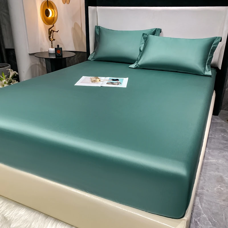 3pcs/Sets Soft Luxury Egyptian Cotton Fitted Bed Sheet with Elastic Bands 1000TC Mattress Cover Non Slip Double Queen King Size 2