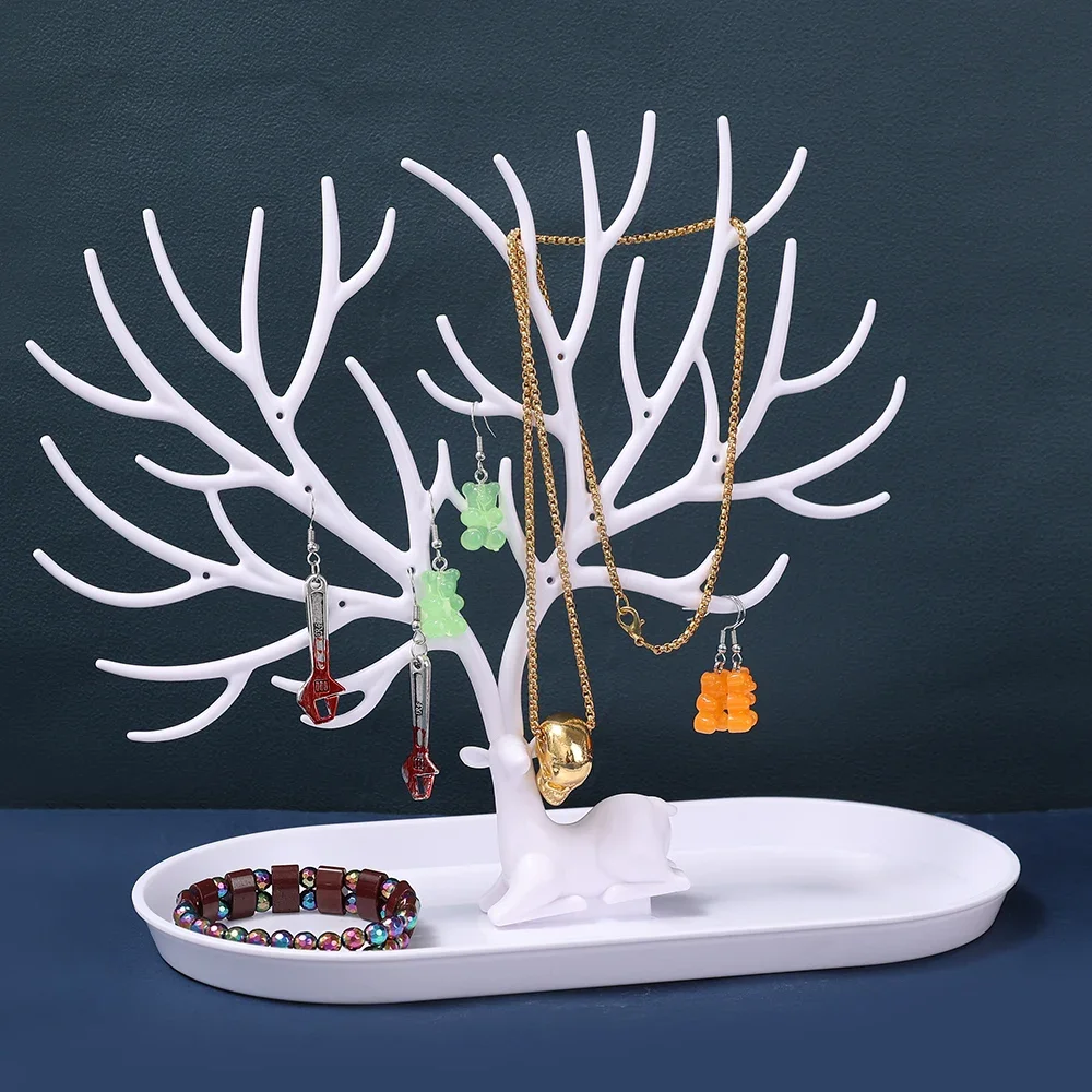 Description Picture 5 of itemJewelry Display Stand Tray Tree Storage Rack Earrings Necklace Ring Desktop Organizer Holder Makeup Decoration Accessories
