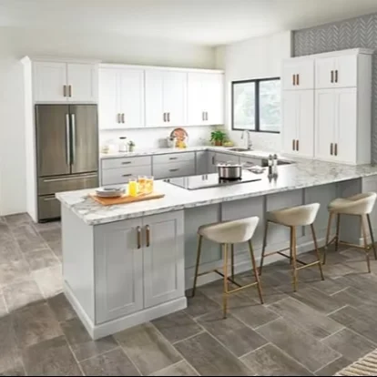 Modern Style Simple Warm Light Color Solid Wood Customizable Kitchen Cabinet