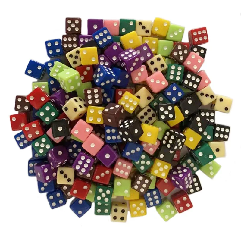 

Квадратные угловые акриловые точечные кости, настольные игры, вечеринка в кости, DND, RPG, обучение, математические кости, 6-сторонние, 12 мм, набор из 100 шт.