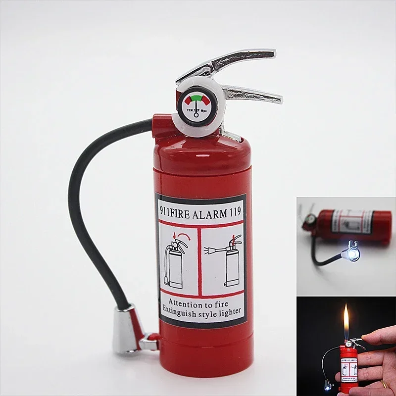 Butane Gas Lighter Fire Extinguisher Torch with Flash Light Refillable Smoking Accessories