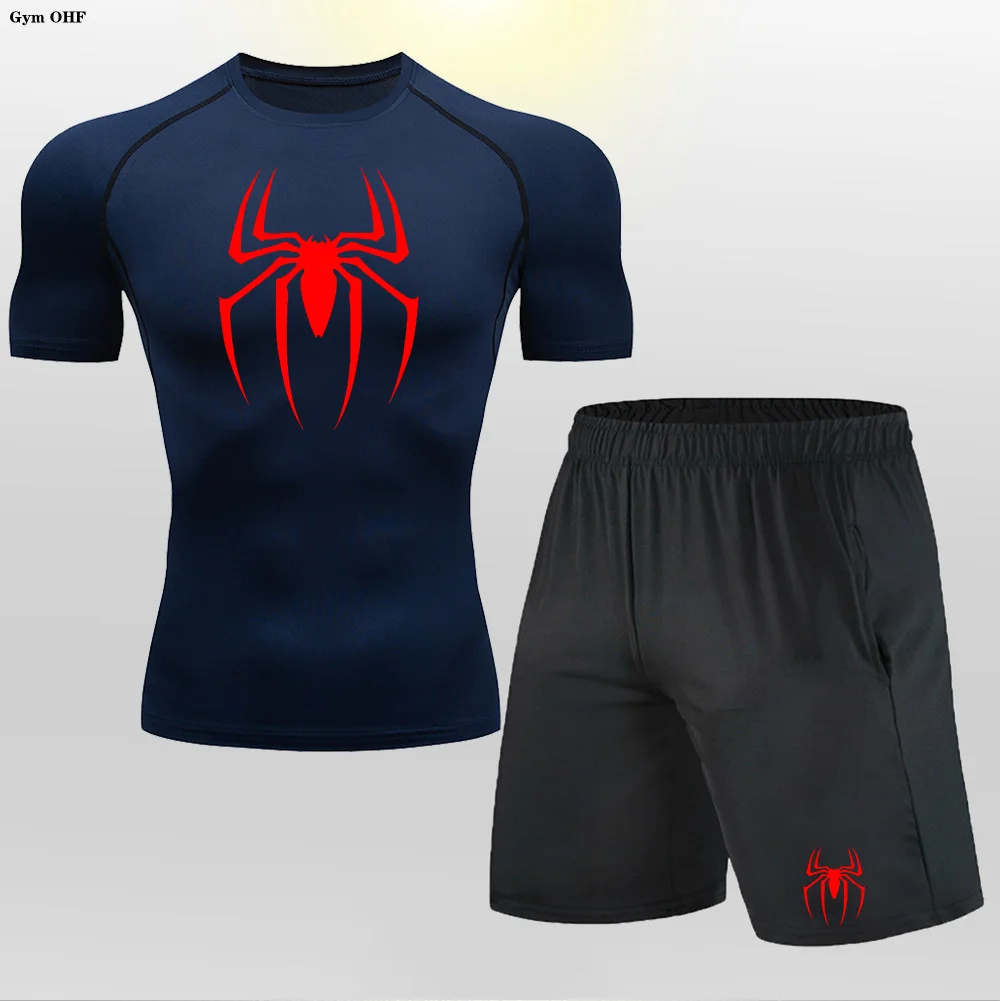 Man Compression Sets Gym Running Shorts T Shirt Fitness Training Mens Tracksuit Short Sleeves Shirts Sport Workout Suit Rashgard compression t shirt,sport t shirt,short sleeve t shirt,running t shirts,running t shirt,fitness clothes,running shorts