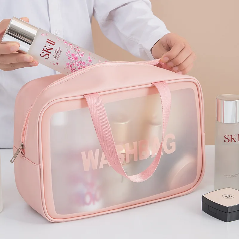 Wholesale Makeup Bags Travel Organizer Makeup Bag Pvc Pu Clear Pouch Bulk  Transparent Pink White Cosmetic