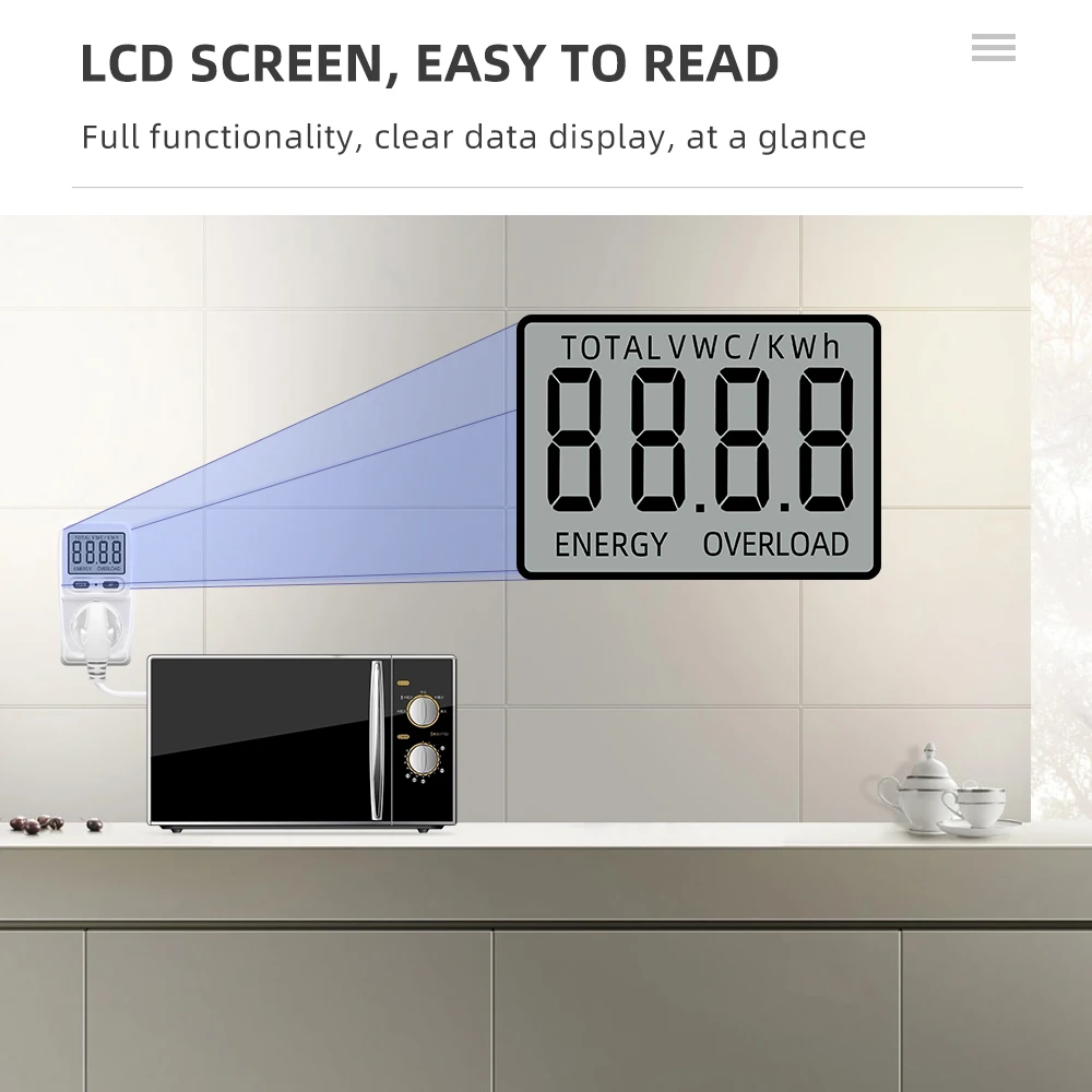 Smart LCD Energy Meter & Power Analyzer Plug – EU/FR
