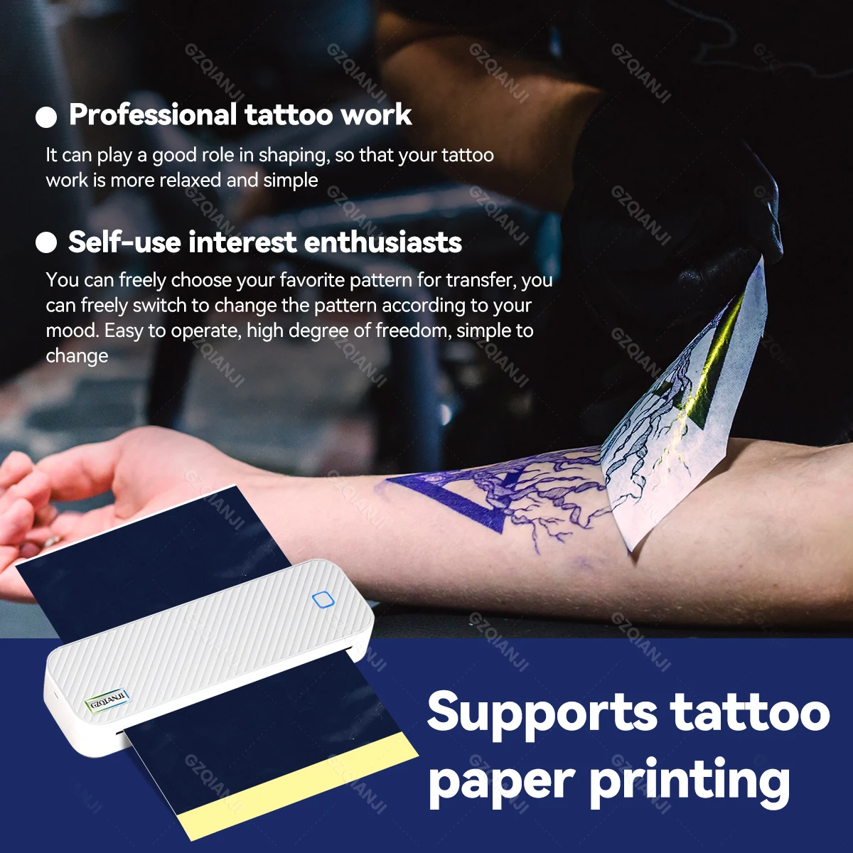 300DPI/203DPI Inkless A4 Portable Thermal Printer Bluetooth Tattoo Stencil Printer PDF Photo Document Machine Memo Tattoo Print