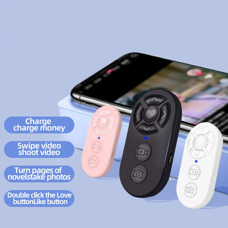 

Bluetooth-Compatible Remote Shutter Release Control Button Wireless Controller for Phone Tik Tok E-Book Photos/videos Accessory