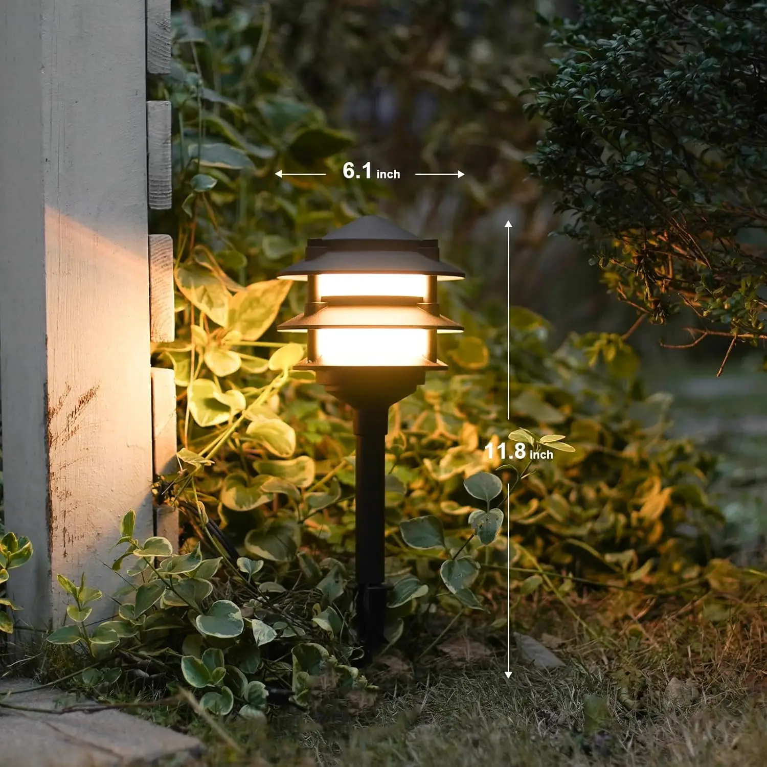 Lighting 4PK Pathway Lights Low Voltage 2.2 Watt LED 12V AC Landscape Lights 30 Lumen Warm White with Cable Connectors Metal Sta 6