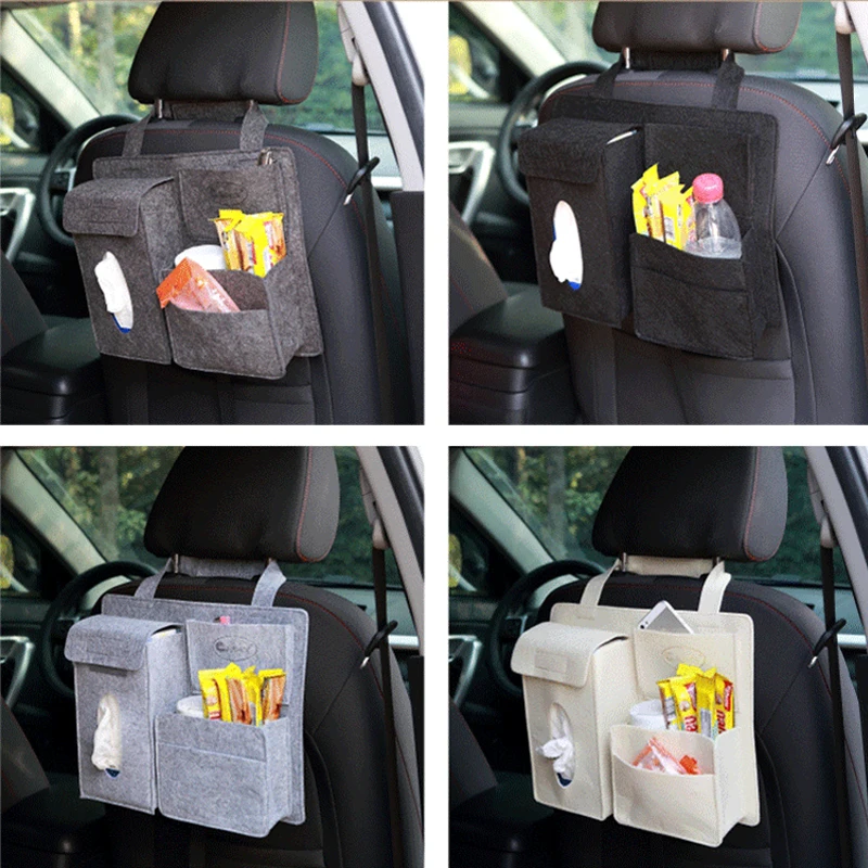 

Car Back Seat Organizer Storage Bag Hanging Bag Box Paper Towel Phone Storage Felt Bag Trash Can Organizer Auto Accessories