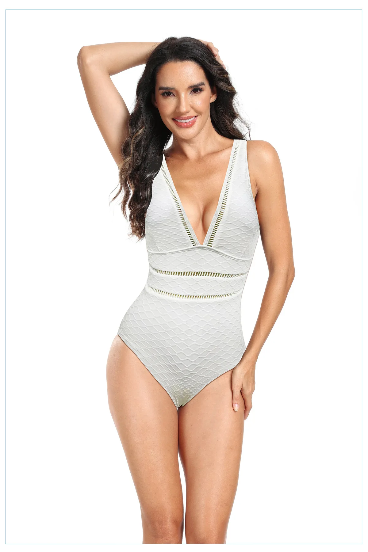 New swimsuit European and American women's hollow out sexy slimming solid color one piece swimsuit bikini