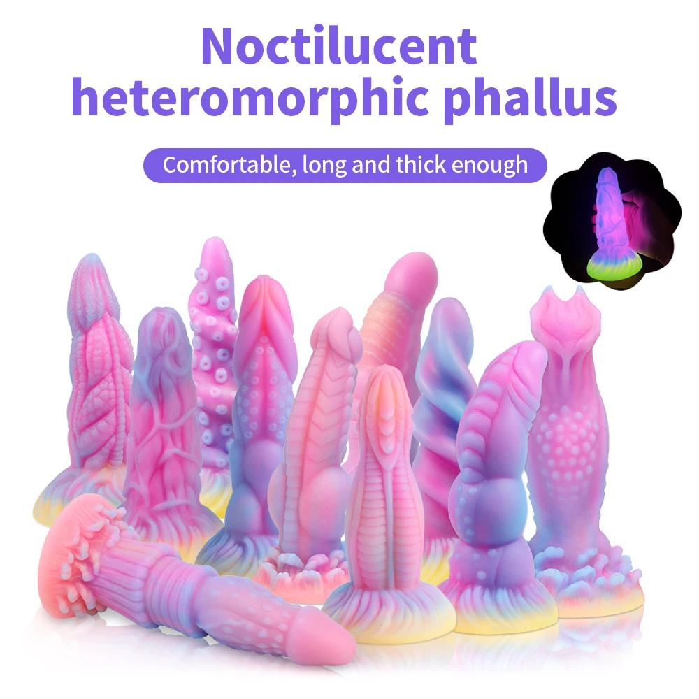 Dark Glowing dildo for Woman with Suction Cup Anal Butt Plug Sex Toys for women Big soft cock Light Erotic