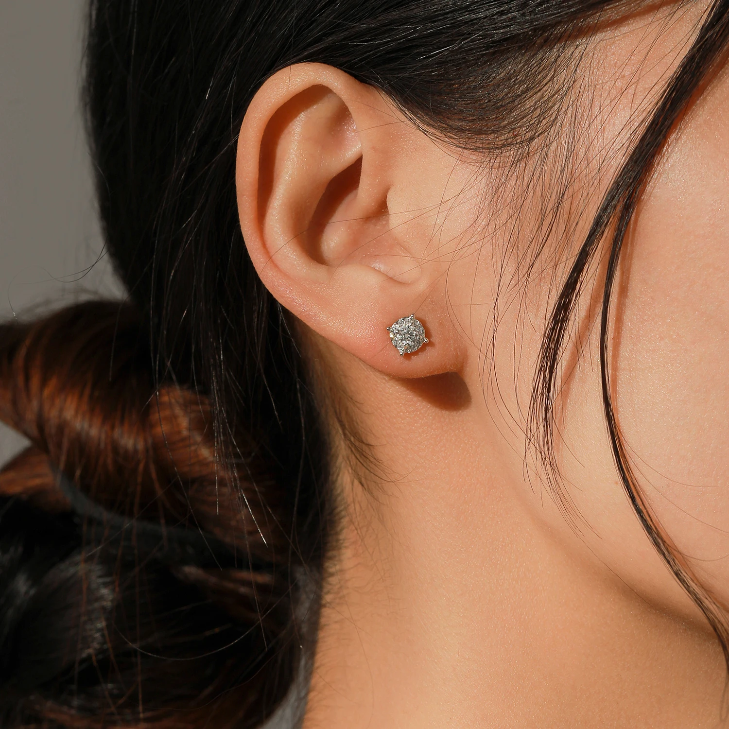 MODIAN D Color Moissanite Stud Earrings Round Cut Lab