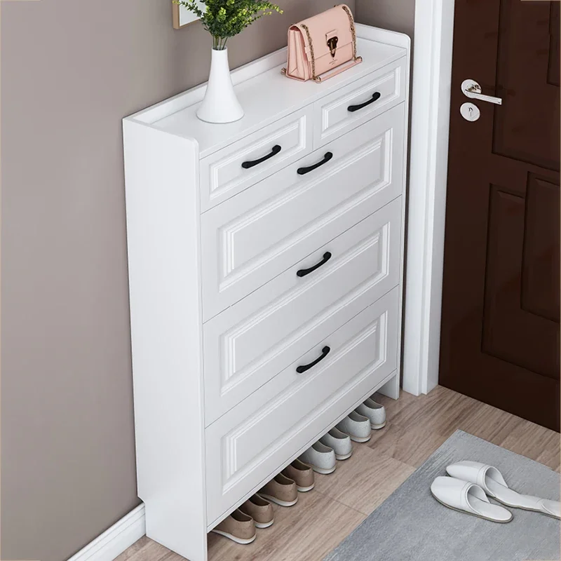 Armoire de rangement de porte de luxe, armoire à chaussures, armoire à chaussures, présentoir de banc T1, meubles peu encombrants