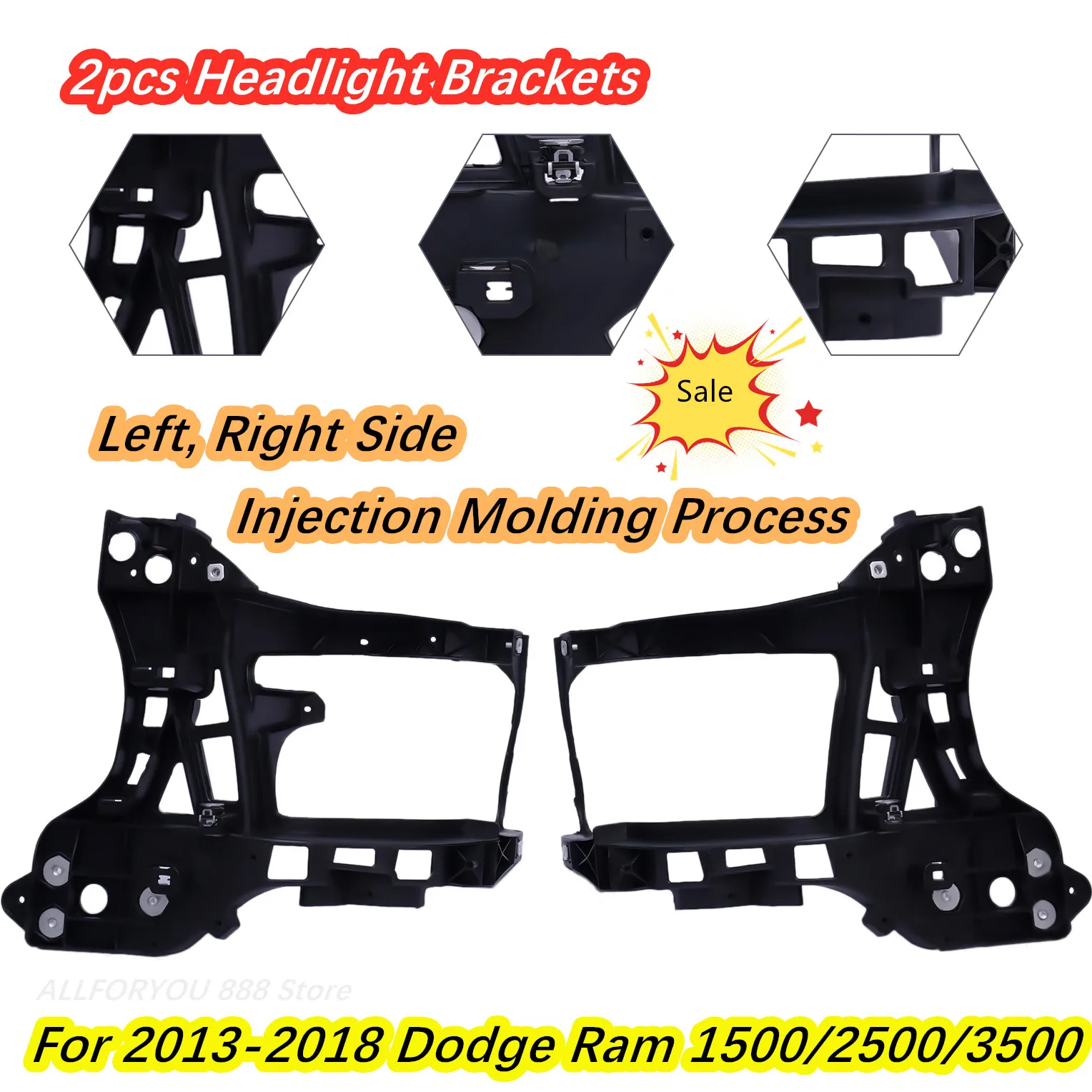 

2pcs Headlight Brackets For 2013-2018 Dodge Ram 1500/2500/3500 Radiator Support Left Right