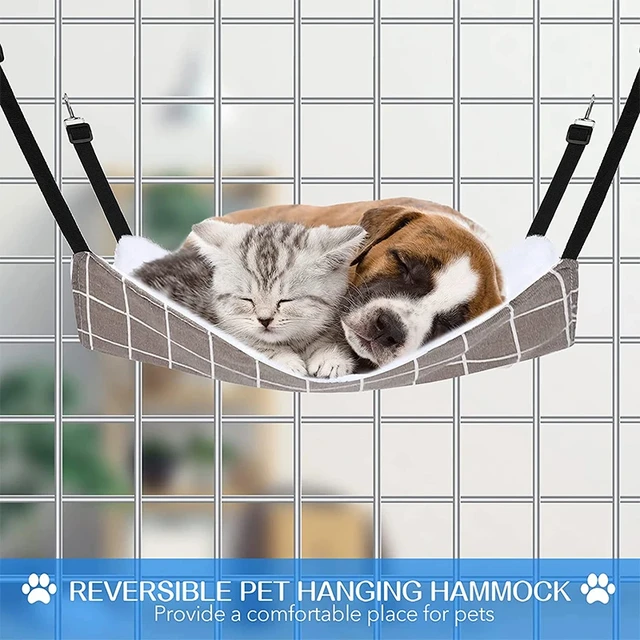 Cat Hanging Hammock with Adjustable Straps Double-Sided Pet Cage Hammock Hanging Bed Resting Sleepy Pad for Small Animals Pets 3