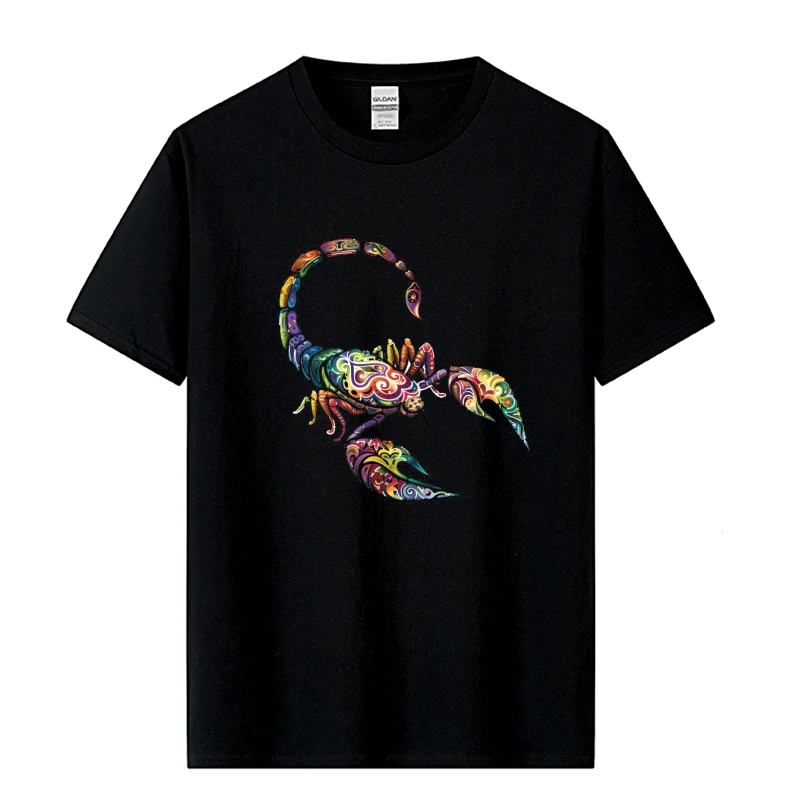 Männer T-shirt 100% Baumwolle Casual Skorpion Drucken Lose Oansatz Coole T Shirt für Männer Kurzarm Lustige T-shirt Männliche tees Top