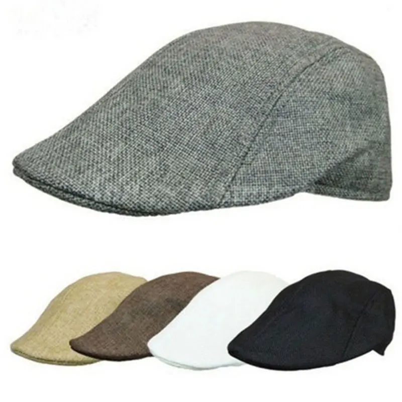 Beret Hat Vintage Linen Beret Caps for Men Women Autumn Fashion Newsboy Adjustable Hats Unisex Breathable Solid Color Artist Painter Hats