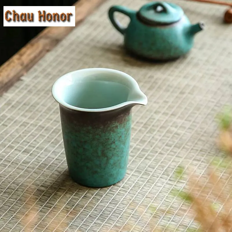 170ml Japanese Turquoise Glaze Ceramic Tea Pitcher Divide Tea Cha Hai Dispenser Justice Cup Puer Fair Mug Tableware Accessories