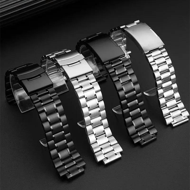 Cinturino In Acciaio Inox Per Orologio Timex Tides, Misure 24x16 Mm, Argento E Nero, Unisex