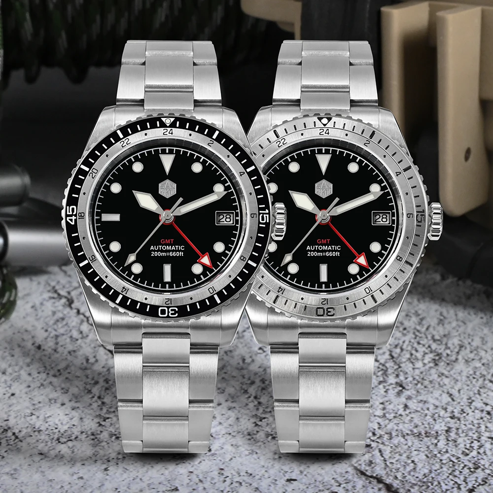 

San Martin Men Watch Luxury Sports Diving Watch Japan NH34 GMT Business Automatic Mechanical Wristwatch Sapphire Waterproof 200m