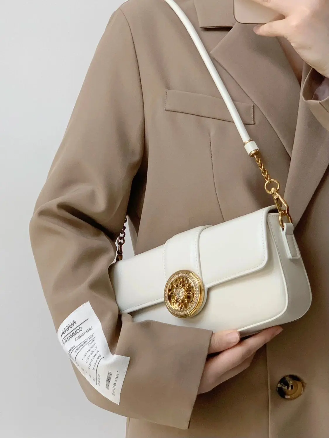 JIAERDI Elegance White Shoulder Bags Wallets Women High Street Leather Y2k Handbag Female Fashionable Baguette Underarm Bag New