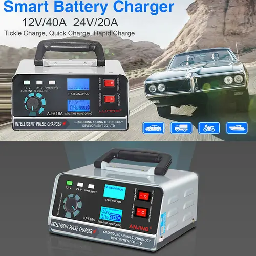 12V/24V 자동차 충전기 대용량 400W 260W 자동차 배터리 충전기, 트리클 스마트 펄스 수리 자동차 SUV 트럭 보트 오토바이 2
