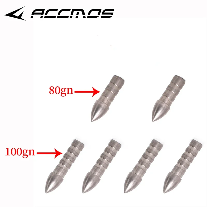 Stainsteel Arrow Tips Insert Arrow Head for ID 6.2mm Archery Hunting Accessory 12pcs 80/100grain