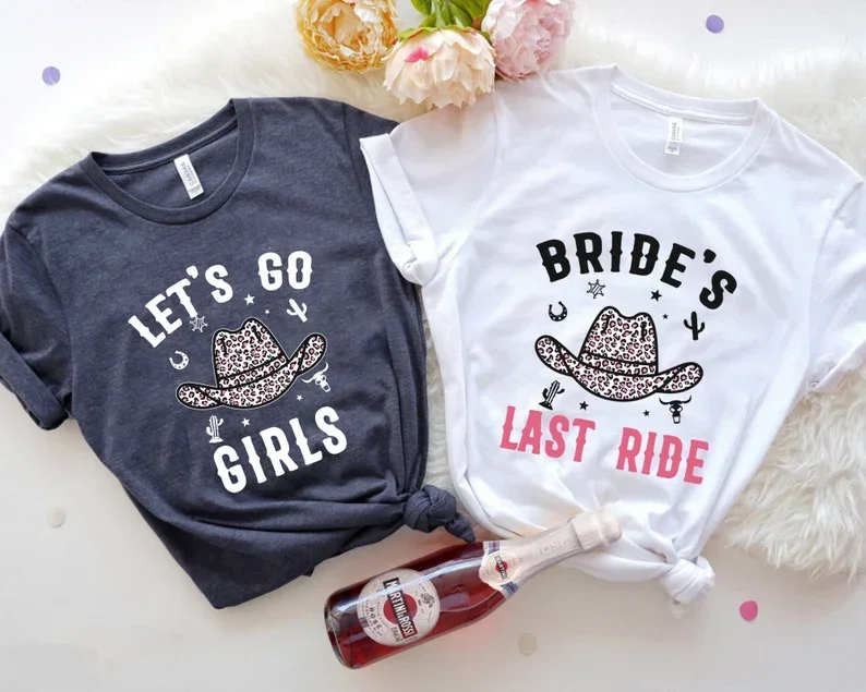 

Bachelorette Party Shirts Last Ride Before She Is A Bride Bridal Party Team Bridal Shower bridesmaids 100%cotton Shirts Top y2k