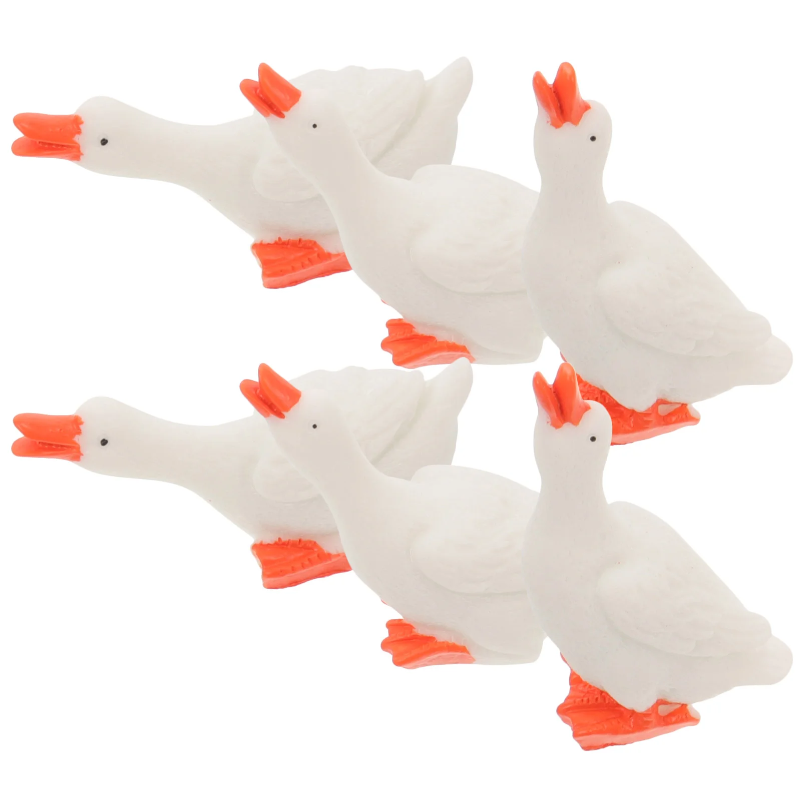 

6 Pcs Big White Goose Ornament Miniature Figurines Animal for Car Ducks Ornaments Sculpture Gooses