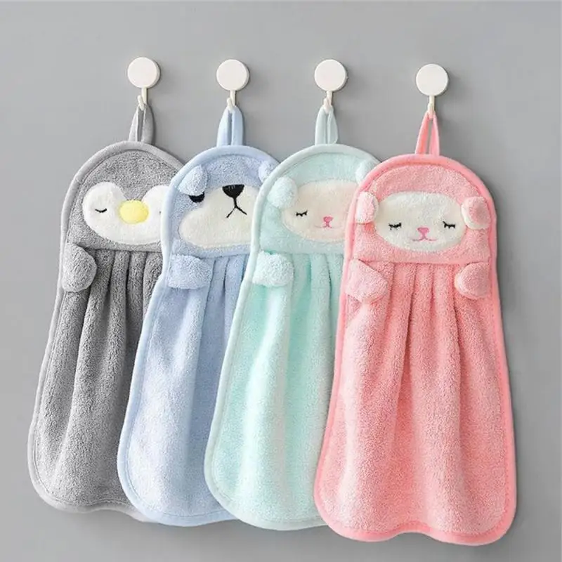 Hand Towels Bathroom Microfiber Towel Baby Wipes Extra Thick Coral Velvet Handkerchief Children's Cartoon Animal Absorbent Towel