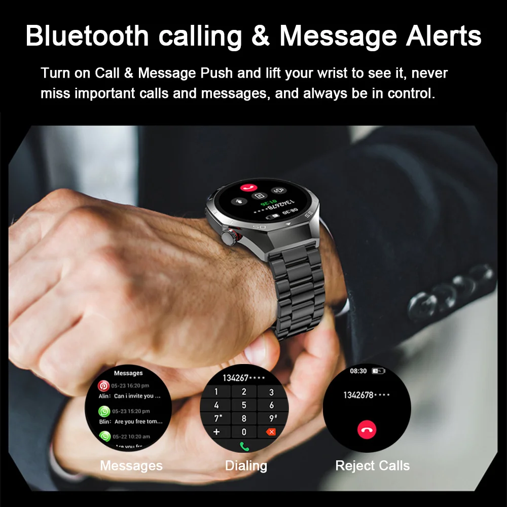 Outdoor Sports Smartwatch Men Bluetooth Call NFC Heart Rate Waterproof Message Alert Music Weather Smartwatch For Android iOS