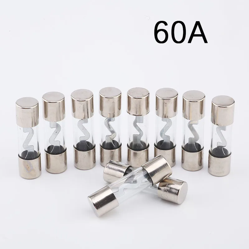 

Стеклянная трубка из цинкового сплава, 10*38 мм, 100 шт., 60A, 40A, 50A, 80A, 100A, прозрачный плавкий предохранитель AGU золотого цвета для автомобильного аудио, серебряного стекла, предохранитель
